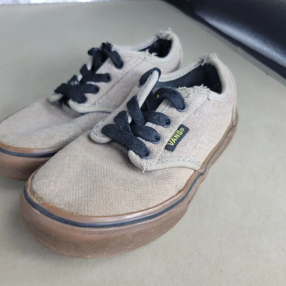 Vans Shoes Boys Size 11.5 Brown Lace Up Walking Low Top Man Made Comfort Sneaker